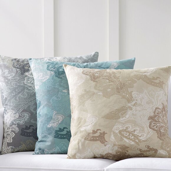 Set / 2 POTTERY BARN  gray print pillow 24' covers, NWT - Picture 2 of 5